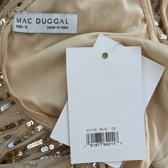 MAC DUGGAL Gold Embellished Floral Detail One Shoulder Gown Sz 12 - Picture 5 of 6